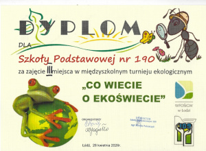 Turnieju Ekologiczny „Co wiecie o Ekoświecie?”